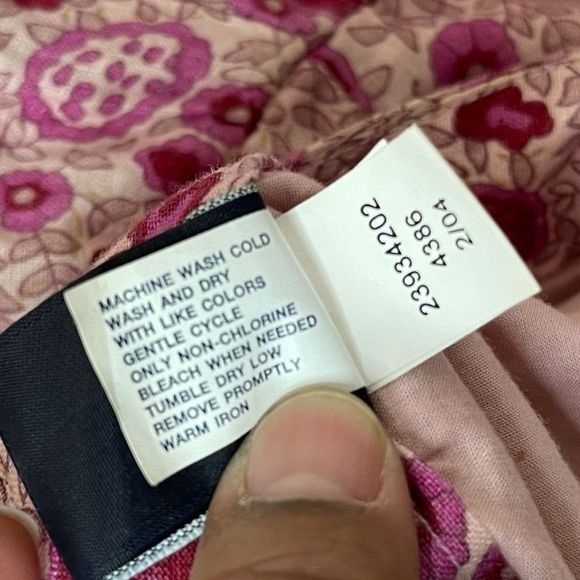 GAP Women Girl Skirt Size 4 Pink Floral Linen Three-Tiered Lined - Picture 7 of 7